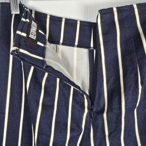Reformation Women's Marlon High Rise Striped Cigarette Blue & White Pants Size 4 - Picture 8 of 15